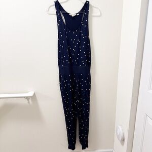 Boden Rachel Jersey Jumpsuit - Navy Scattered Foil Spot - Size 8R